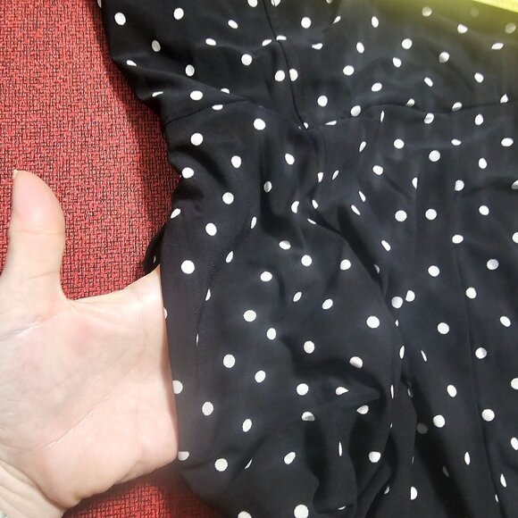 Anne Klein Polka Dot Sleeveless Jumpsuit Sz 6 Wide Leg Flowy Stretch Office - Picture 6 of 12